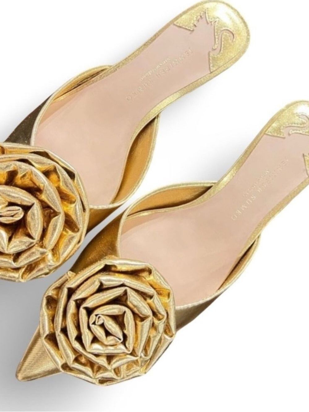 NWOB $129 Antonio Melani x Jennifer Sumko Jensy Metallic Flower Dress Mules